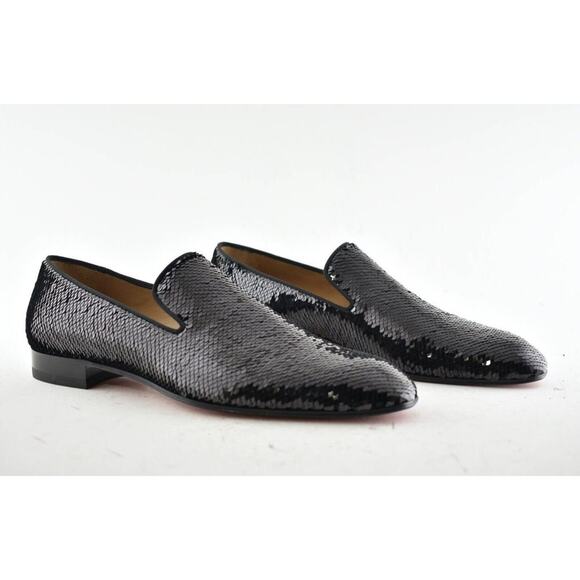 Christian Louboutin Mens Dandelion Flat Black Paillette Scallops Dress Loafer 40 main image 4